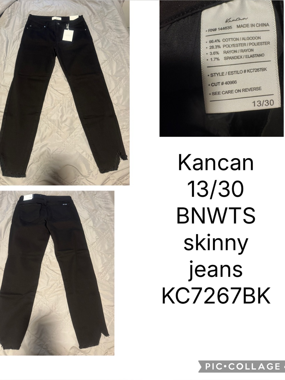 KanCan Black Skinny Jeans - 13/30 BNWTS